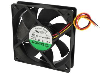 Fan; PMD1212PTB1-A(2).GN; 120x120x25mm; ball bearing; 12V; DC; 12W; 255m3/h; 54dB; 1A; 4500RPM; 3 wires with rotation sensor; Sunon; RoHS; 6÷13,8V; 300mm