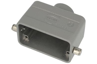 Connector housing; Han A; 19300101440; 10B; metal; straight; for cable; for single locking lever; entry for M20 cable gland; top single cable entry; grey; IP65; Harting; RoHS