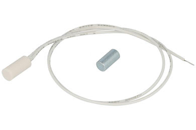 Czujnik; kontaktronowy; A-CMD615; fi 6,5mm; cylindryczny plastikowy; NO; z przewodem