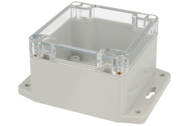 Enclosure; multipurpose; G256CMF; polycarbonate; 82mm; 80mm; 55mm; IP65; light gray; transparent lid; mounting brackets; Gainta; RoHS