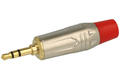 Plug; jack 3,5; BJ3,5R; stereo; straight; metal; red; silver; for cable; solder; Koko-Go; RoHS