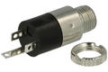 Socket; jack 3,5; GJ-3,5M-721; mono; straight; plastic; silver & black; for panel; solder; Koko-Go; RoHS