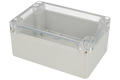 Enclosure; multipurpose; G2104C; polycarbonate; 120mm; 80mm; 55mm; IP65; light gray; transparent lid; recessed area on cover; Gainta; RoHS