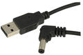 Kabel; USB; W-C-USB/DC; wtyk USB-A; wtyk DC 2.1/5.5; 1m; czarny; okrągły; PVC; Wentronic; RoHS