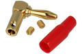 Banana plug; 4mm; BP-4R; red; angled; 60mm; screwed; gold plated brass; Koko-Go; RoHS