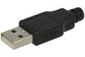 Plug; USB A; W-USB-A; USB 2.0; black; for cable; straight; solder; copper alloy; RoHS
