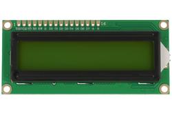 Display; LCD; alphanumeric; LCD-CC-1602A-YIY Y/G-E6 C; 16x2; black; Background colour: green; LED backlight; 64mm; 16mm; RoHS