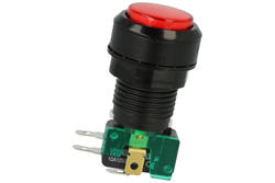 Switch; push button; P650-1  CZERWONY 12V LED; ON-(ON); red; LED 12V backlight; 4,8x0,8mm connectors; 2 positions; 10A; 250V AC; 24mm; 41mm; Highly