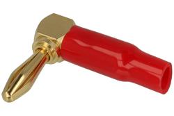 Banana plug; 4mm; BP-4R; red; angled; 60mm; screwed; gold plated brass; Koko-Go; RoHS