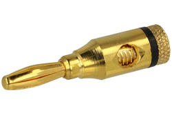 Banana plug; 4mm; WB-4-B; uninsulated/black ring; 38m; screwed; gold plated brass; Koko-Go; RoHS