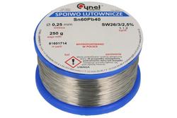 Spoiwo lutownicze; 0,25mm; szpulka 0,25kg; LC60/0,25/0,25; ołowiowe; Sn60Pb40; Cynel; drut; SW26/3/2.5%; cyna