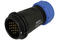 Wtyk; SP2911C/P17II-1N; 17 torów; proste; lutowany; 2,0mm2; 13-16mm; SP29; na przewód; 30mm; skręcane; nylon66; niebiesko-czarny; IP68; 10A; 500V; Weipu; RoHS; SP2911/P17II-1N