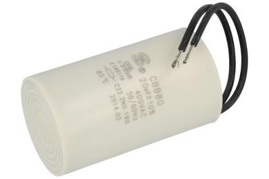 Capacitor; for discharge lamps; CBB80; 20uF; 400V; 10%; fi 40x68mm; with cables; -25...+85°C; S-cap; RoHS