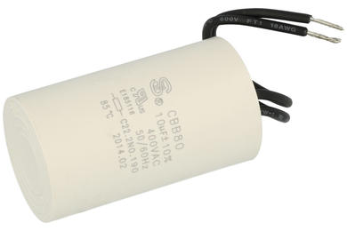 Capacitor; for discharge lamps; CBB80; 10uF; 400V; 10%; diam.35c60mm; with cables; -25...+85°C; S-cap; RoHS