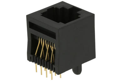 Socket; RJ45 8p8c; RJ1005 0 88 13C; through hole; vertical; black; gold plated; latch; RoHS