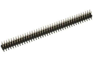 Pin header; pin; PLD80T-7,4; 2,54mm; black; 2x40; straight; double-row spacing 7.4mm; 2,5mm; 0,8/6mm; surface mount; gold plated; RoHS