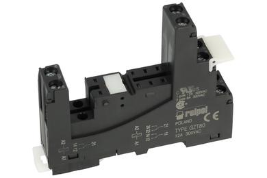 Relay socket; GZT80 B; DIN rail type; panel mounted; black; without clamp; Relpol; RoHS; 40.52; HF115; RM84; RM85; RM94