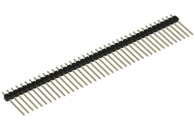 Pin header; pin; PLS40S-18; 2,54mm; black; 1x40; straight; double deck; 2,5mm; 3/12,5mm; through hole; gold plated; RoHS
