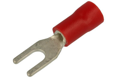 Cord end terminal; M3; fork; insulated; KWIM3R; red; straight; for cable; 0,5÷1,5mm2; tinned; crimped