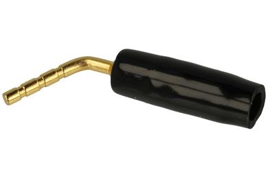 Banana plug; 2mm; BP-2B; black; angled; 37mm; screwed; gold plated brass; Koko-Go; RoHS