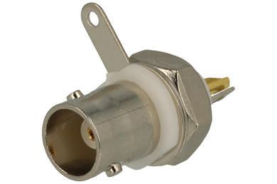 Socket; BNC; GLBNC; for panel; solder; straight; insulated; silver; white; RoHS