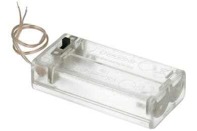 Battery holder; BC203; 2xR6(AA); with cable; with switch; with lid; container; transparent; R6 AA