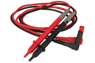 Test leads; T-3030; for multimeter; 2mm; safe; angled; 1,2m; PVC; 0,75mm2; black & red; 10A; 1000V; nickel plated brass; Mastech