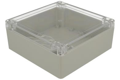 Enclosure; multipurpose; ZP150.150.60JpH TM ABS/PC; ABS / PC; 150mm; 150mm; 60mm; IP65; light gray; hermetic; transparent lid; with brass bushing; Kradex; RoHS