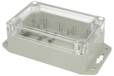 Enclosure; multipurpose; Z128UJp TM; ABS / PC; 105mm; 70mm; 40mm; light gray; transparent lid; mounting brackets; with brass bushing; Kradex; RoHS