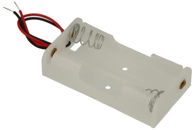 Battery holder; BC203; 2xR6(AA); with 150mm cable; white; R6 AA