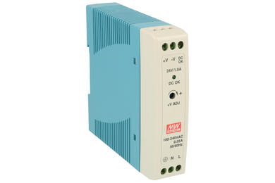 Power Supply; DIN Rail; MDR-20-24; 24V DC; 1A; 24W; LED indicator; Mean Well