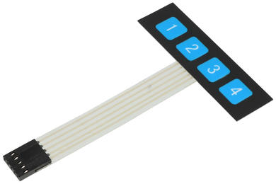 Keypad; membrane; A-KM-4-69/20; plastic; black; 4 bottons; 20x40mm