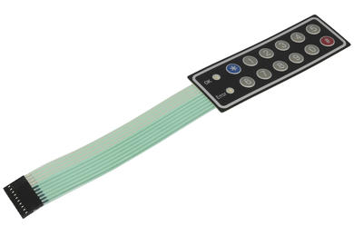 Keypad; membrane; A-KM-12-120/40LED2; plastic; black; 12 buttons; 40x120mm