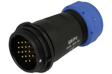 Wtyk; SP2911C/P17II-1N; 17 torów; proste; lutowany; 2,0mm2; 13-16mm; SP29; na przewód; 30mm; skręcane; nylon66; niebiesko-czarny; IP68; 10A; 500V; Weipu; RoHS; SP2911/P17II-1N