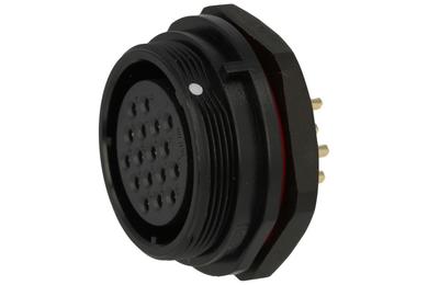 Socket; SP2912/S17-1N; 17 ways; straight; solder; 2,0mm2; 13-16mm; SP29; for panel; 30mm; screwed; nylon66; black; IP68; 10A; 500V; Weipu; RoHS