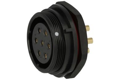 Socket; SP2912/S7-1N; 7 ways; straight; solder; 4,0mm2; SP29; for panel; 30mm; screwed; nylon66; black; IP68; 25A; 500V; Weipu; RoHS