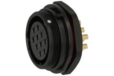 Socket; SP2912/S10-1N; 10 ways; straight; solder; 4,0mm2; SP29; for panel; 30mm; screwed; nylon66; blue & black; IP68; 25A; 500V; Weipu; RoHS