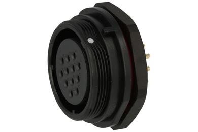 Socket; SP2912/S12-1N; 12 ways; straight; solder; 2,0mm2; SP29; for panel; 30mm; screwed; nylon66; black; IP68; 10A; 500V; Weipu; RoHS