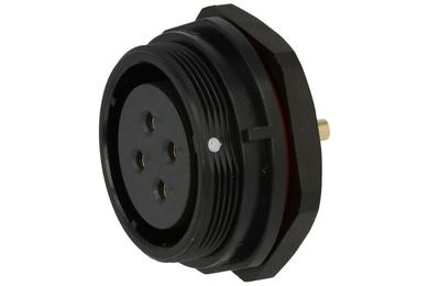 Socket; SP2912/S4-1N; 4 ways; straight; solder; 4,0mm2; SP29; for panel; 30mm; screwed; nylon66; black; IP68; 25A; 500V; Weipu; RoHS