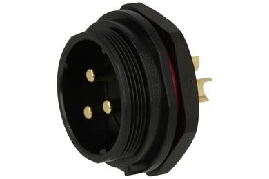 Plug; SP2912/P3-1N; 3 ways; straight; solder; 10mm2; SP29; for panel; 30mm; screwed; nylon66; black; IP68; 50A; 500V; Weipu; RoHS