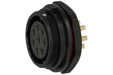 Socket; SP2912/S8-1N; 8 ways; straight; solder; 4,0mm2; SP29; for panel; 30mm; screwed; nylon66; black; IP68; 25A; 500V; Weipu; RoHS