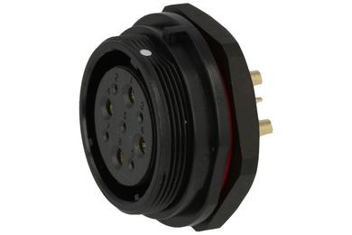 Socket; SP2912/S9-1N; 9 ways (5+4); straight; solder; 0,75; 4mm2; SP29; for panel; 30mm; screwed; nylon66; blue & black; IP68; 25A; 500V; Weipu; RoHS