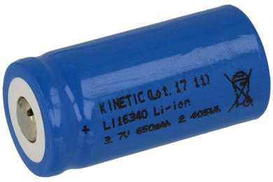 Akumulator; Li-Ion; MS-AL-16340K; 3,7V; 650mAh; 16,8x34,1mm; Kinetic