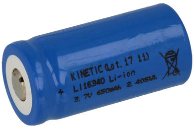 Rechargeable battery; Li-Ion; MS-AL-16340K; 3,7V; 650mAh; 16,8x34,1mm; Kinetic