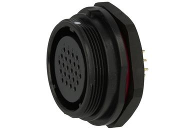Socket; SP2912/S24-1N; 24 ways; straight; solder; 0,75mm2; SP29; for panel; 30mm; screwed; nylon66; black; IP68; 5A; 400V; Weipu; RoHS