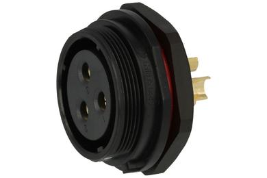 Socket; SP2912/S3-1N; 3 ways; straight; solder; 10mm2; SP29; for panel; 30mm; screwed; nylon66; black; IP68; 50A; 500V; Weipu; RoHS