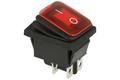 Switch; rocker; A-SR-KCD4-R; ON-OFF; 2 ways; red; neon bulb 250V backlight; red; bistable; 6,3x0,8mm connectors; 22x30mm; 2 positions; 16A; 250V AC