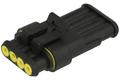 Connector; superseal; AV-SSCS-4; 4 ways; straight; cable socket & panel mounted plug; solder; 14A; 24V; black; copper alloy; 1,5mm2; IP67; latch
