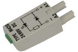 Moduł; zabezpieczający; sygnalizacyjny; LD M42G; 24÷60V; DC; zielony; polaryzacja A1+; do gniazda; szary; Relpol; RoHS