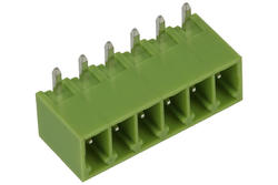 Terminal block; XY2500R-G-06P3.5; 6 ways; R=3,50mm; 7mm; 8A; 125V; through hole; angled 90°; closed; green; Xinya; RoHS